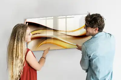 Magnetic marker board with a wave abstraction design