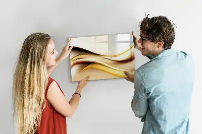 Magnetic marker board with a wave abstraction design