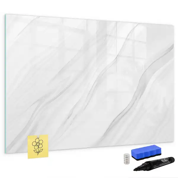 Magnetic glass dry erase board with decorative marble finish