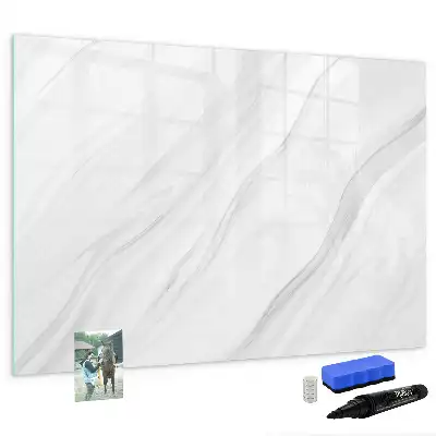 Magnetic glass dry erase board with decorative marble finish