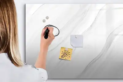 Magnetic glass dry erase board with decorative marble finish