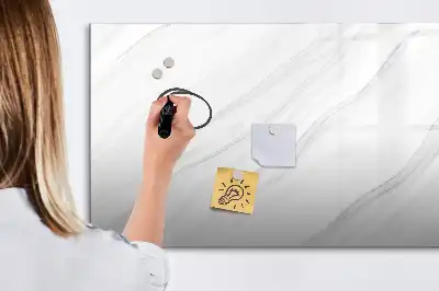 Magnetic glass dry erase board with decorative marble finish