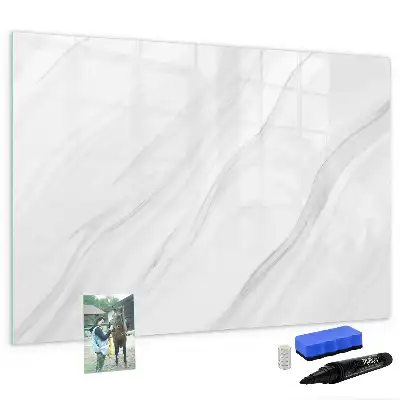 Magnetic glass dry erase board with decorative marble finish