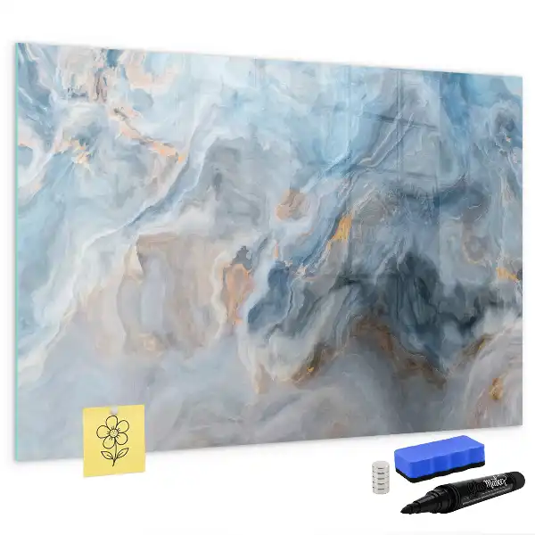 Magnetic glass dry erase board with marble pattern