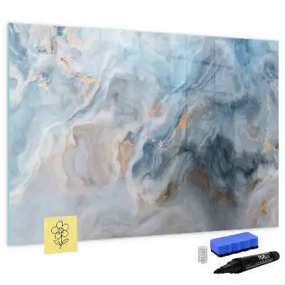 Magnetic glass dry erase board with marble pattern