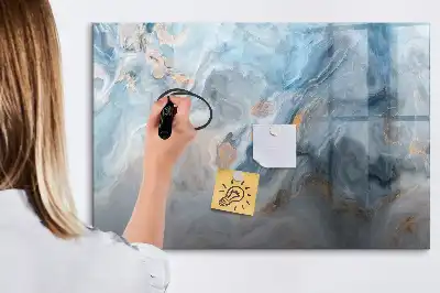 Magnetic glass dry erase board with marble pattern