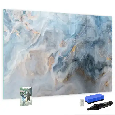 Magnetic glass dry erase board with marble pattern