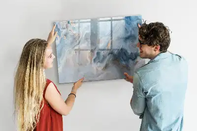 Magnetic glass dry erase board with marble pattern