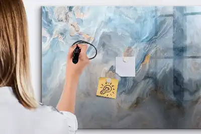 Magnetic glass dry erase board with marble pattern