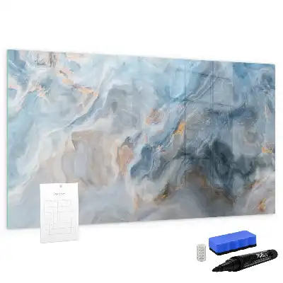 Magnetic glass dry erase board with marble pattern