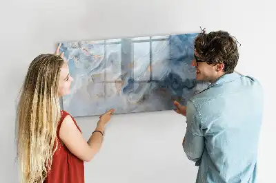 Magnetic glass dry erase board with marble pattern