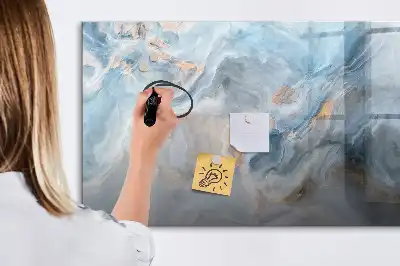 Magnetic glass dry erase board with marble pattern