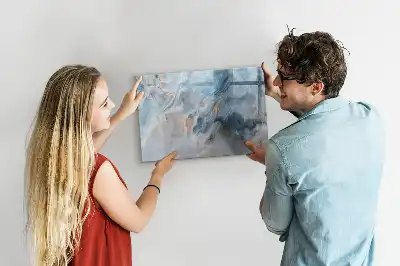 Magnetic glass dry erase board with marble pattern
