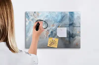 Magnetic glass dry erase board with marble pattern
