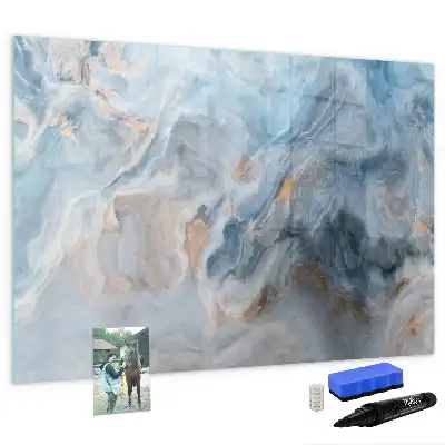Magnetic glass dry erase board with marble pattern