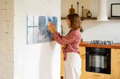 Magnetic glass dry erase board with marble pattern