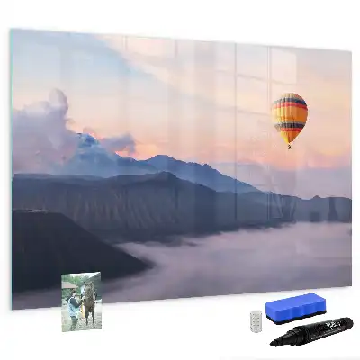 Magnetic glass dry erase board with beautiful landscape design