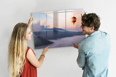 Magnetic glass dry erase board with beautiful landscape design