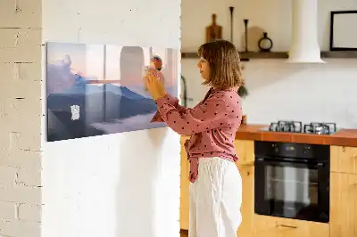 Magnetic glass dry erase board with beautiful landscape design