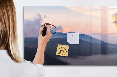 Magnetic glass dry erase board with beautiful landscape design