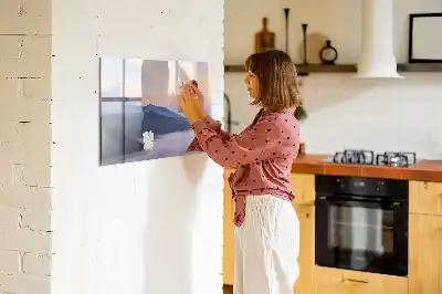Magnetic glass dry erase board with beautiful landscape design