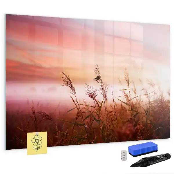 Magnetic glass dry erase board in misty morning design
