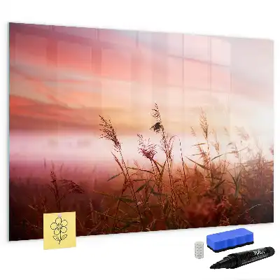 Magnetic glass dry erase board in misty morning design