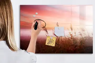 Magnetic glass dry erase board in misty morning design