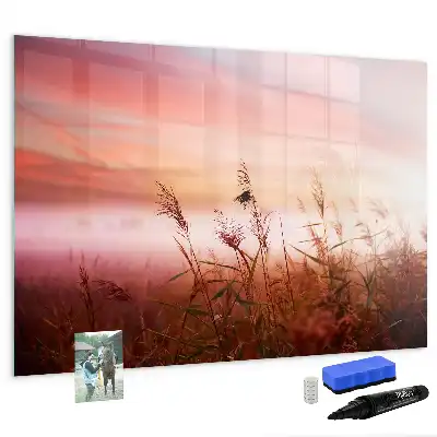 Magnetic glass dry erase board in misty morning design