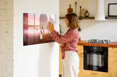 Magnetic glass dry erase board in misty morning design