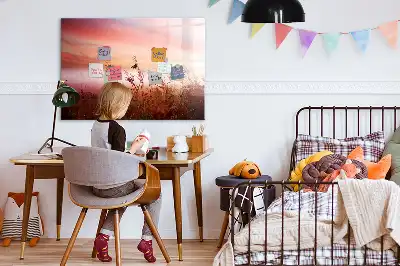 Magnetic glass dry erase board in misty morning design