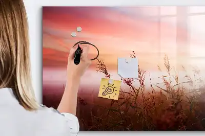 Magnetic glass dry erase board in misty morning design