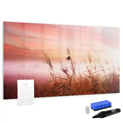 Magnetic glass dry erase board in misty morning design