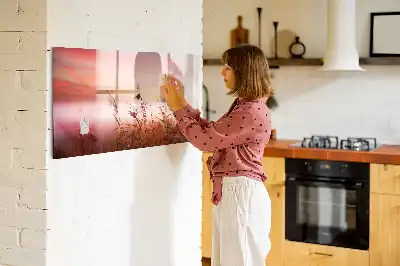 Magnetic glass dry erase board in misty morning design