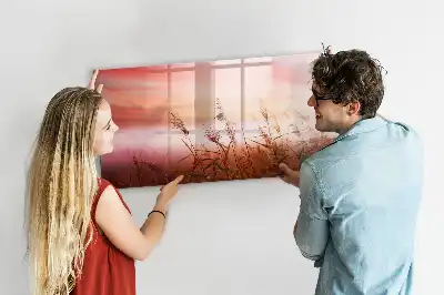 Magnetic glass dry erase board in misty morning design