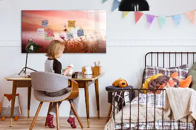 Magnetic glass dry erase board in misty morning design