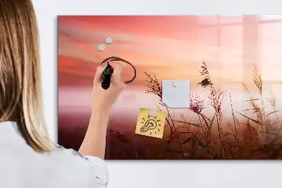 Magnetic glass dry erase board in misty morning design