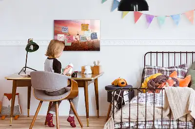 Magnetic glass dry erase board in misty morning design