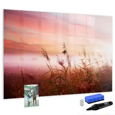 Magnetic glass dry erase board in misty morning design