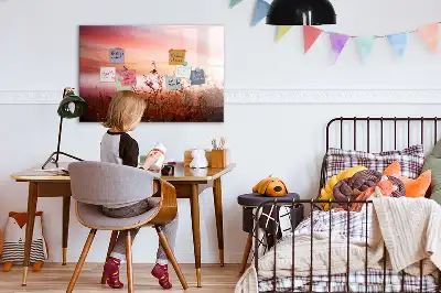 Magnetic glass dry erase board in misty morning design