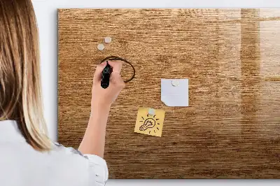 Magnetic glass dry erase board with a light wood frame