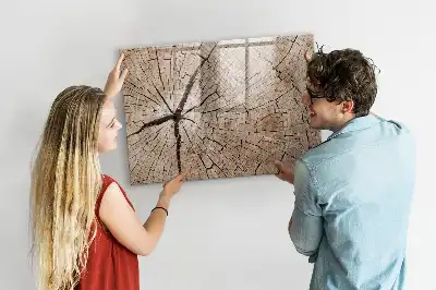 Magnetic glass dry erase board with old tree trunk design