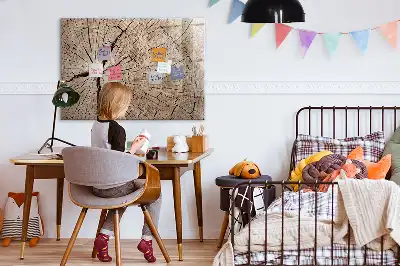 Magnetic glass dry erase board with old tree trunk design