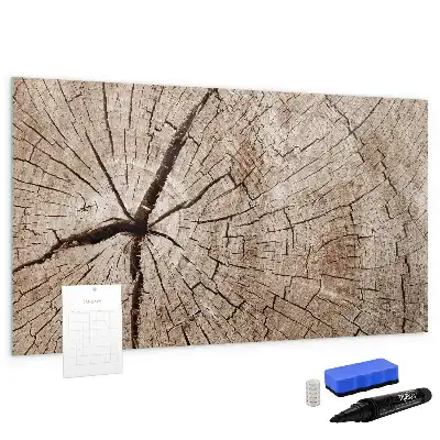 Magnetic glass dry erase board with old tree trunk design