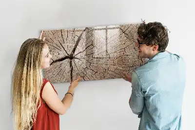 Magnetic glass dry erase board with old tree trunk design