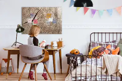 Magnetic glass dry erase board with old tree trunk design