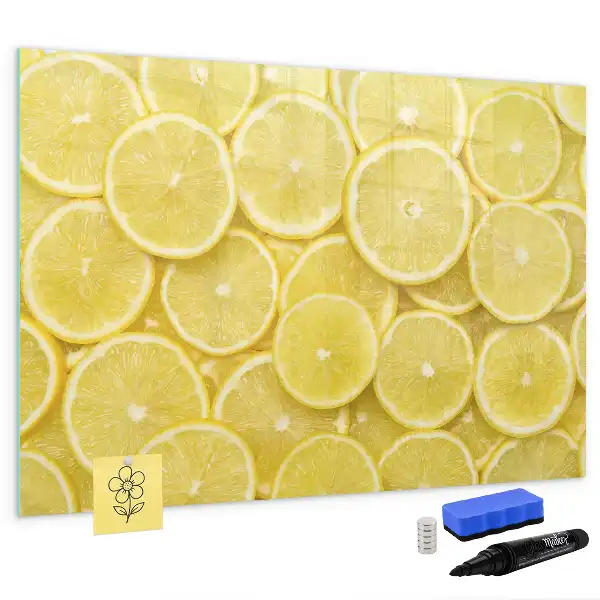 Magnetic marker board with lemon slices design