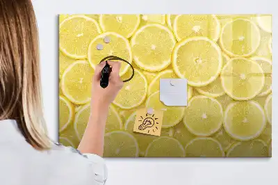 Magnetic marker board with lemon slices design
