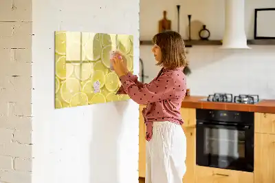 Magnetic marker board with lemon slices design