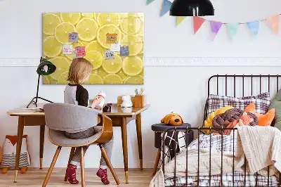 Magnetic marker board with lemon slices design